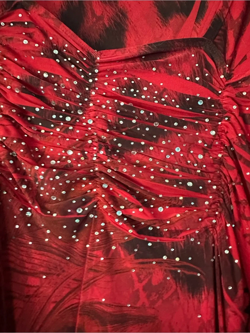 Red Embellished Women's Top